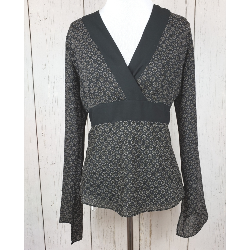 LOFT Bell Sleeve Faux Wrap Blouse